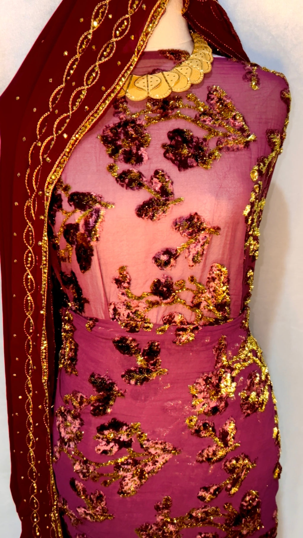 Maroon Velvet - Maqbal Dirac - 3 Piece