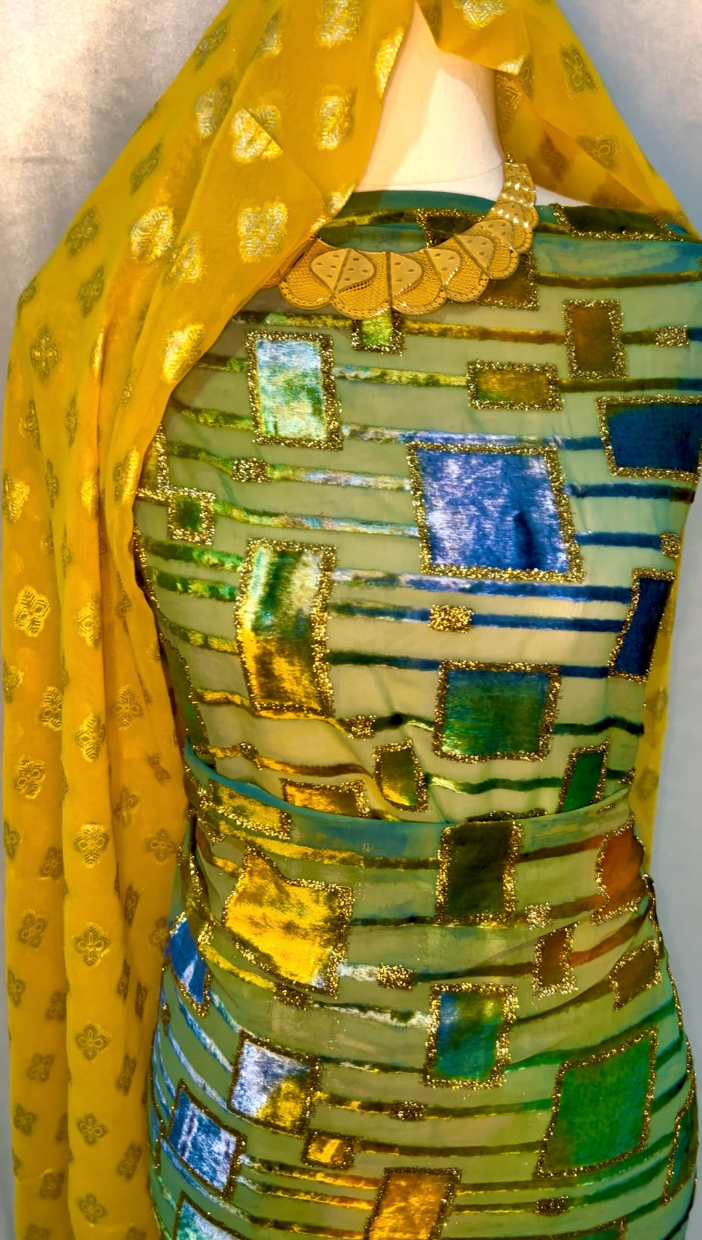 Gold/Green Mosaic - Maqbal Dirac - 3 Piece