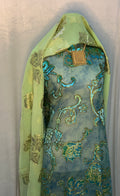 Premium Rich Turquoise and Gold Floral Vine - Maqbal Dirac