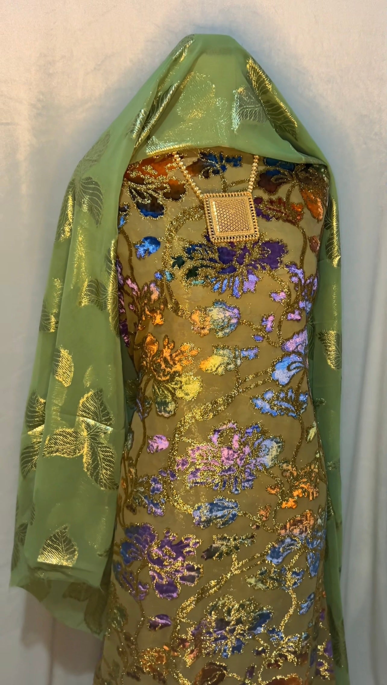 Premium Olive Gold Floral Multicoloured - Maqbal Dirac