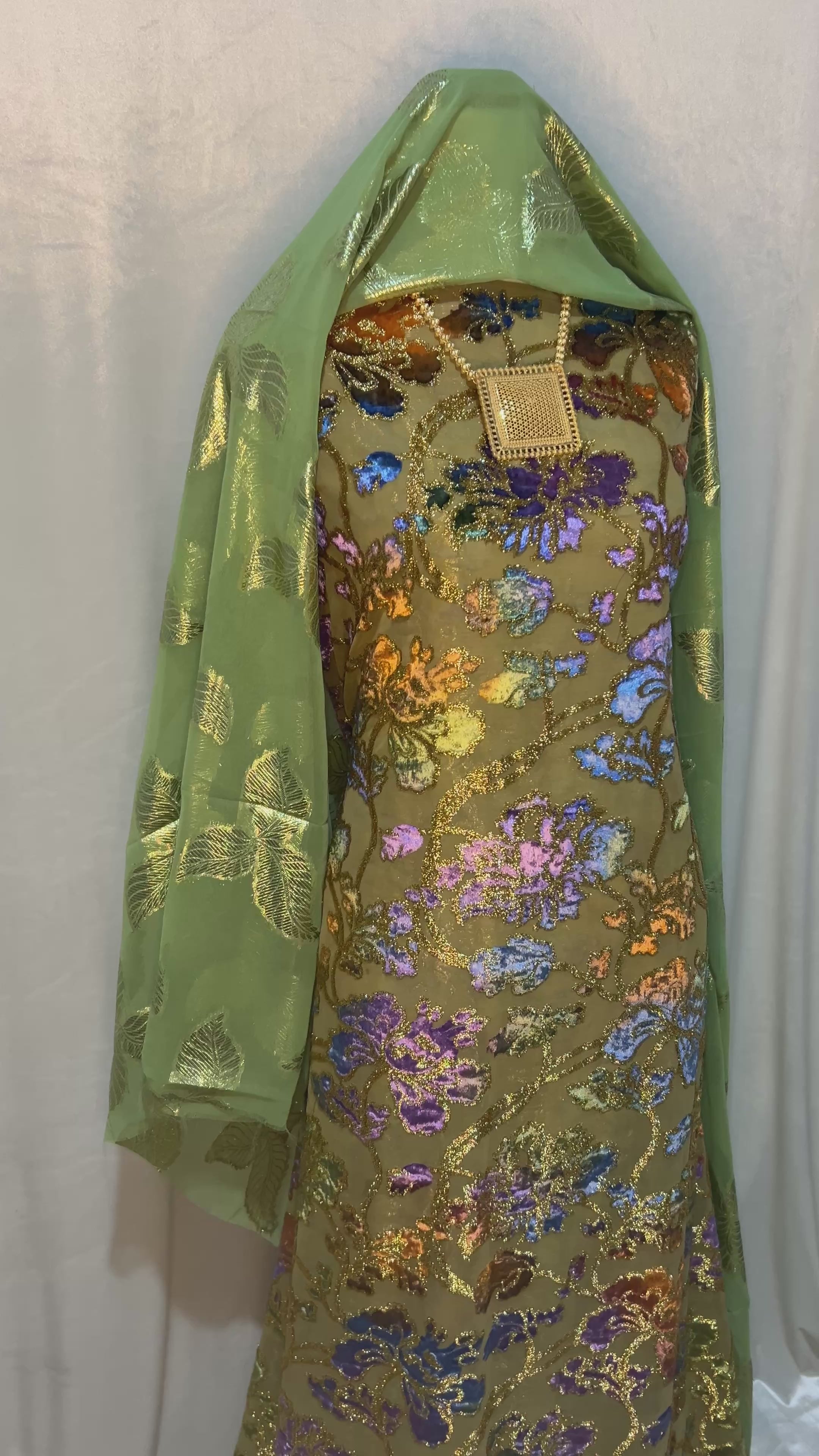 Premium Olive Gold Floral Multicoloured - Maqbal Dirac